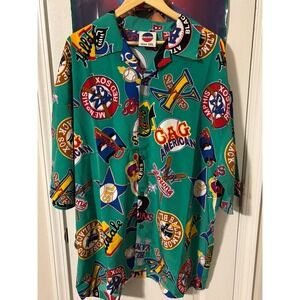 J Head Mens 3XL Green Baseball All Over Print Shirt negro league 90s rare
